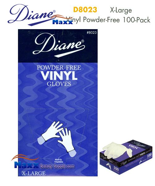 Diane Glovers Powder Free Vinyl Glovers 100 Pack - D8023 X-Large Size